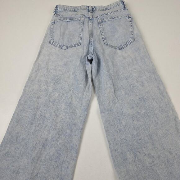 GAP Denim Jeans Womens 2 26L Light Wash Blue High Rise Wide Leg Distressed - Picture 8 of 15